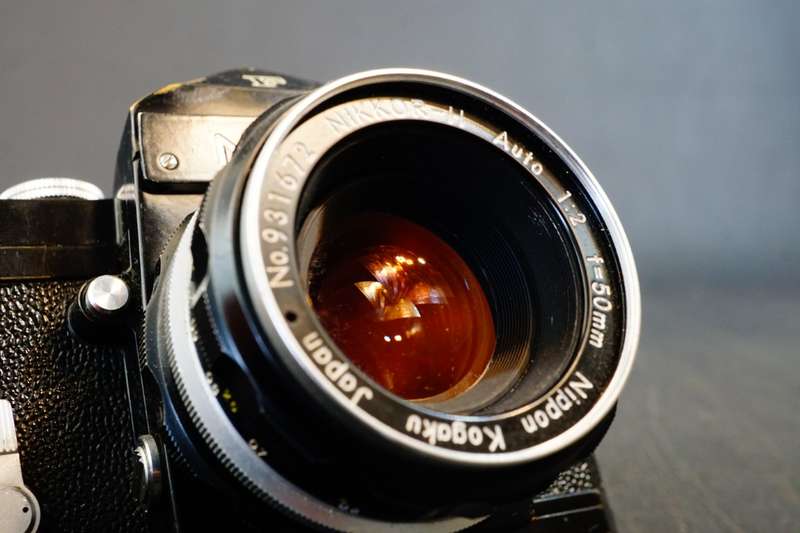 **Black Paint** Nikon F 35mm SLR with Plain Prism Finder and Nikkor 50mm F2 Lens **Good Condition**