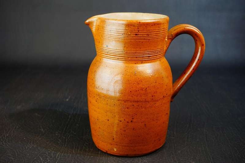 GRES DU BERRY Fait Main FRANCE Brown Salt Glazed Stoneware Pitcher **Great Condition**