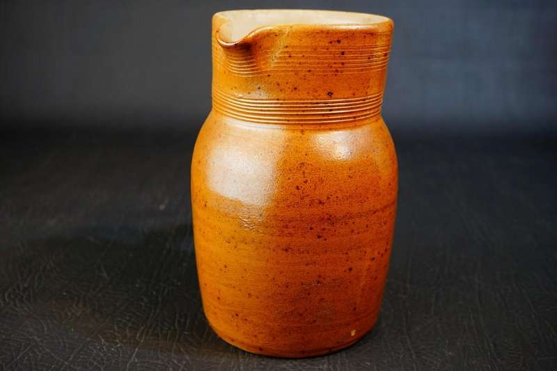 GRES DU BERRY Fait Main FRANCE Brown Salt Glazed Stoneware Pitcher **Great Condition**