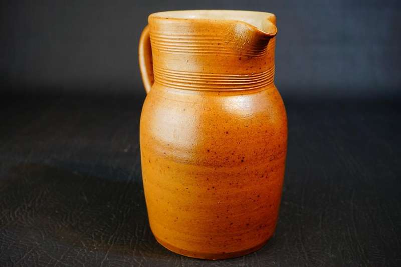 GRES DU BERRY Fait Main FRANCE Brown Salt Glazed Stoneware Pitcher **Great Condition**