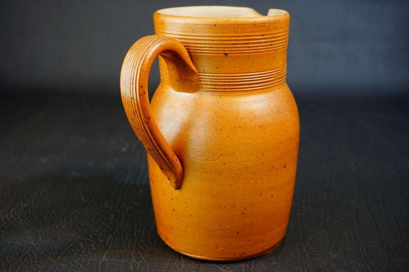GRES DU BERRY Fait Main FRANCE Brown Salt Glazed Stoneware Pitcher **Great Condition**