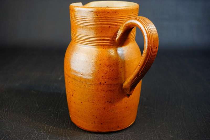GRES DU BERRY Fait Main FRANCE Brown Salt Glazed Stoneware Pitcher **Great Condition**