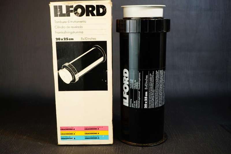 Ilford 8X10 in 20X25cm Film Processing Drum for 8X10 Film with Original Box **Good Condition**