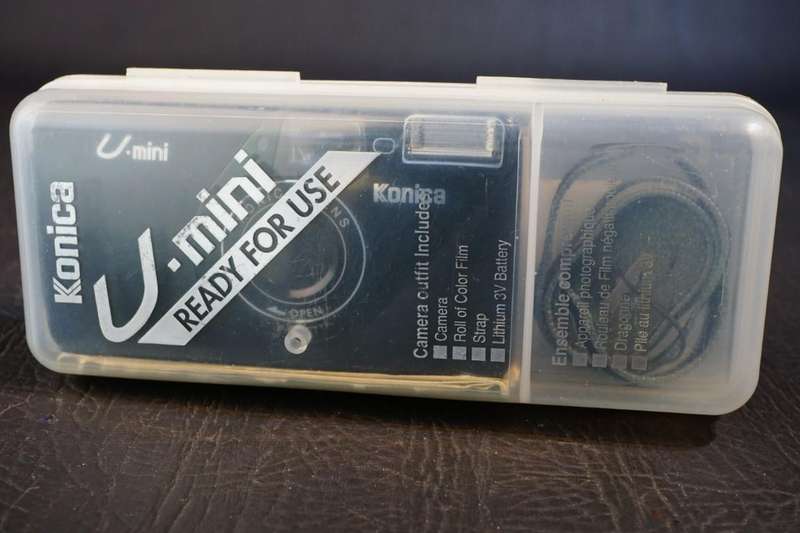 **Rare** Konica U-Mini BF 35mm Point and Shoot Film Camera with it's Clear Case **Great Condition**