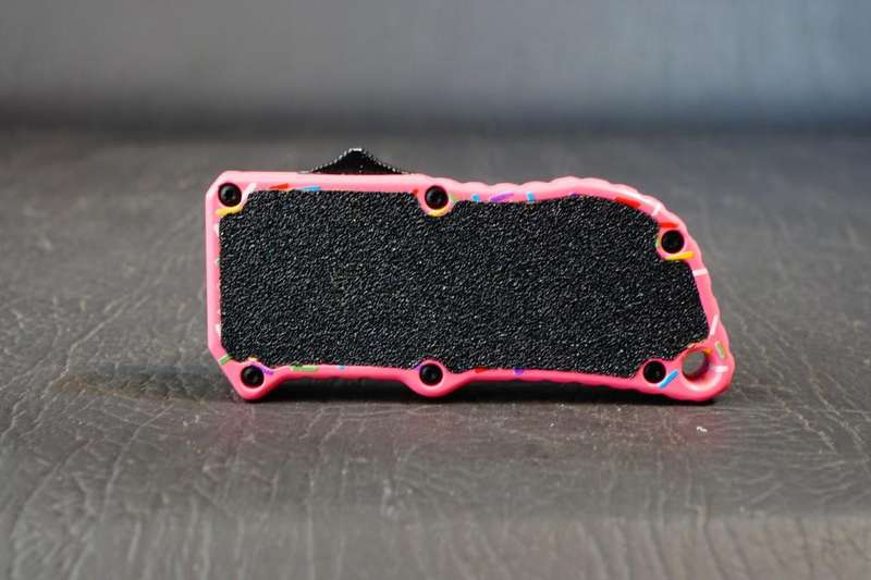 Pink Sprinkle D/A Box Cutter OTF Knife Automatic Out the Front Double Action Blade**Good Condition**