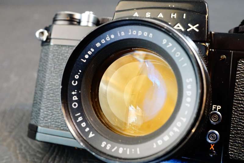 **Rare Black** Asahi Pentax SV 35mm SLR Film Camera with Asahi Super Takumar 55mm F1.8 Lens  **Exc**