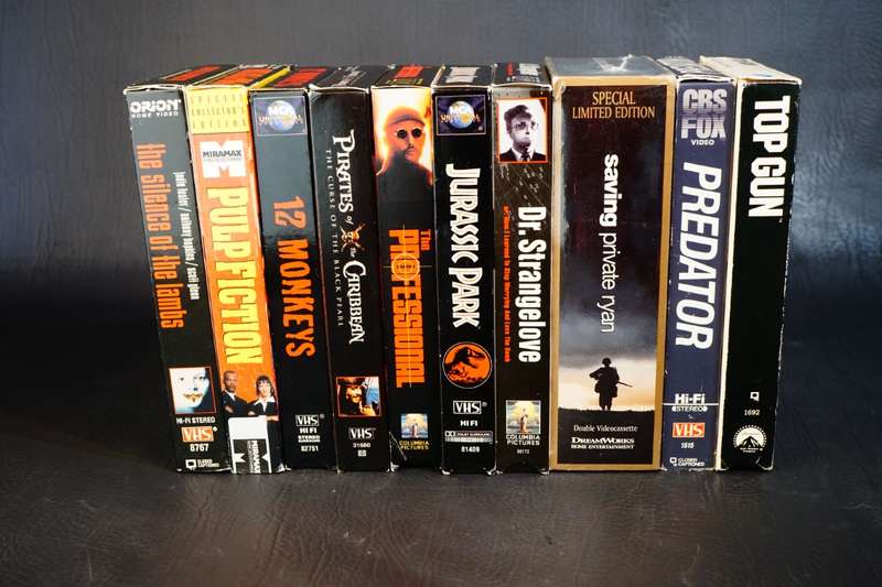 VHS Tape Collection 10x Iconic and Cult Classic Movies in Display Cases **Good Condition**