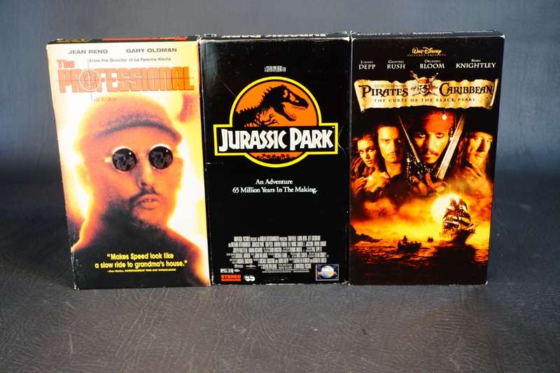 VHS Tape Collection 10x Iconic and Cult Classic Movies in Display Cases **Good Condition**