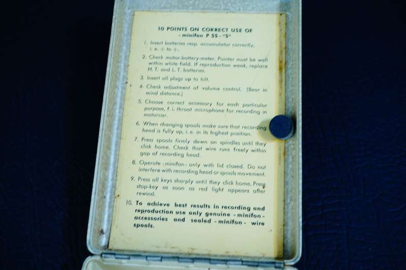 Protona Minifon P-55 L/S Miniature Wire Recorder  **Untested Condition**