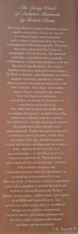 The Living World of Audubon Mammals - Robert Elman (Hard cover with DJ)