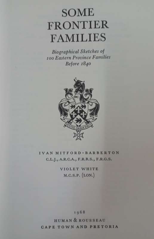 Some frontier Families. - Ivan Mitford-Barberton (Hardcover without DJ)