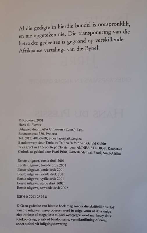 Innie Skylte Vannie Jirre. - Hans Du Plessis (Softcover) (Signed by Author)