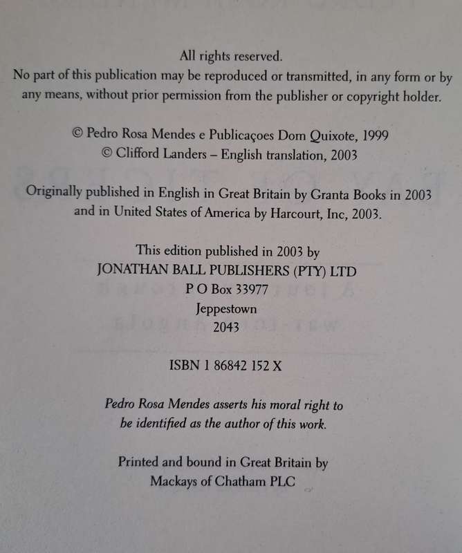 Bay of Tigers:  A Journey Through War-Torn Angola. - Pedro Rosa Mendes (Softcover)