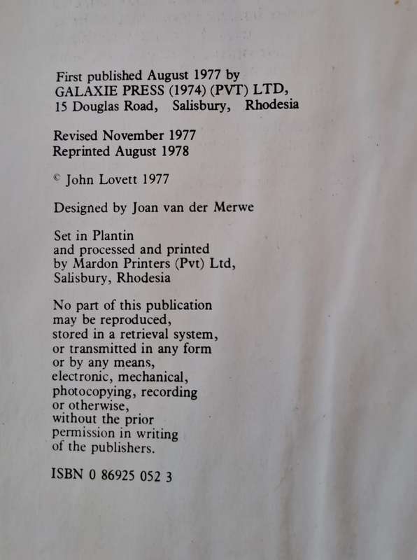 Contact: A Tribute to those who serve Rhodesia. - John Lovett (Hardcover without Dj)