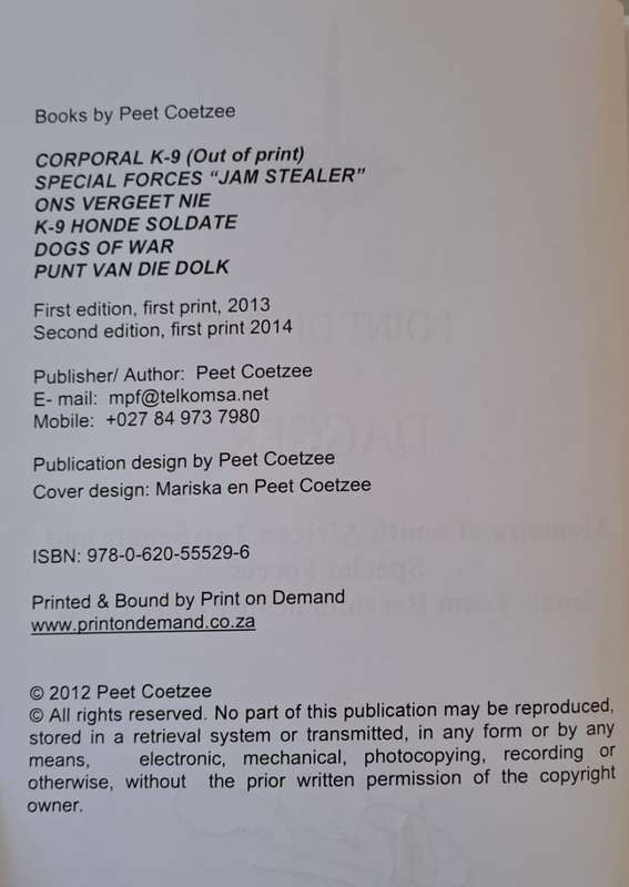 Point of the Dagger. - Peet Coetzee (Softcover) (Signed by Author)