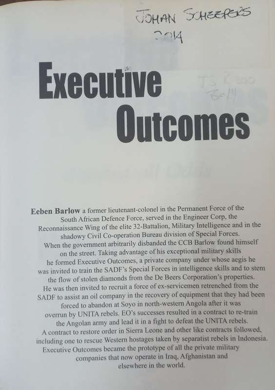 Executive Outcomes. - Eeben Barlow (Paperback)