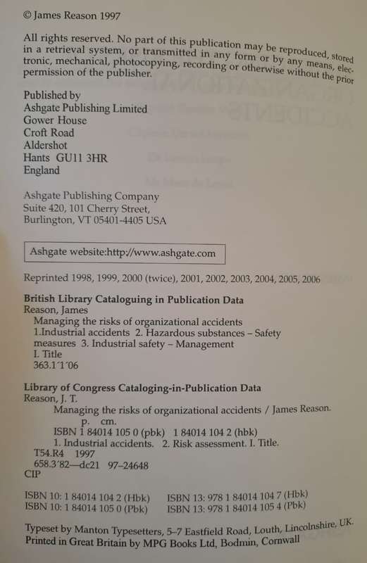 Managing the Risks of Organizational Accidents - James Reason (Paperback)