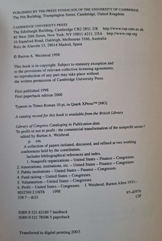 To Profit Or Not to Profit - Burton Weisbrod (Paperback)