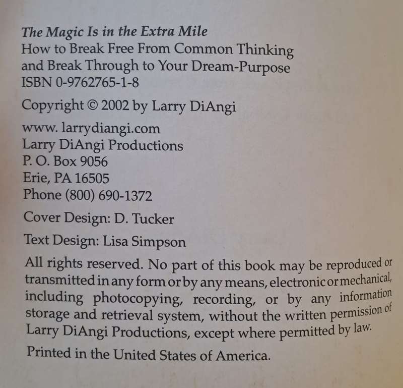 The Magic is in the Extra Mile - Larry Di Angi (Paperback)