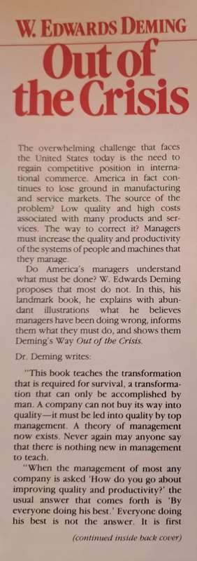 Out of the Crisis - W Edwards Deming ( Hardcover)