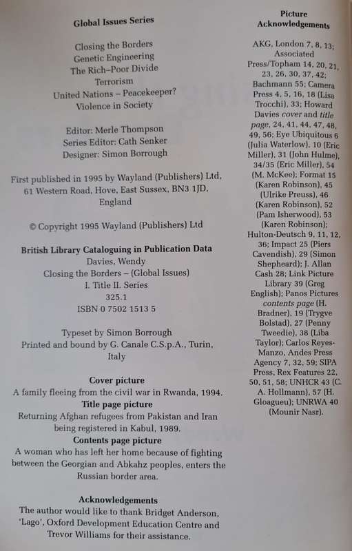 Closing the Borders - Wendy Davies (Hard cover with no DJ)