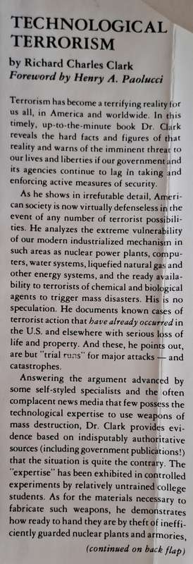 Technological Terrorism - Richard C. Clark (Hard cover with DJ)