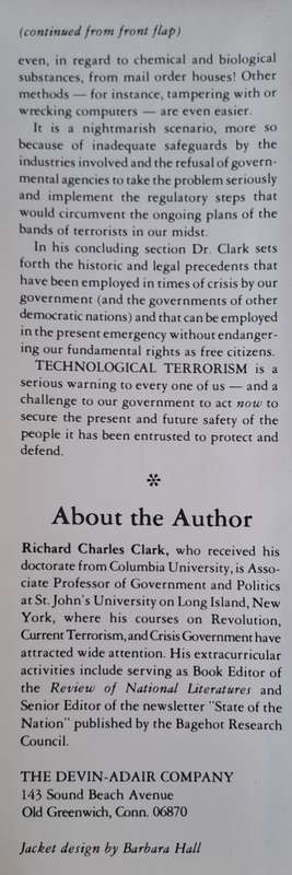 Technological Terrorism - Richard C. Clark (Hard cover with DJ)