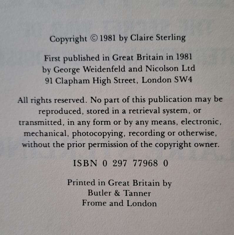 The Terror Network - Claire Sterling (hard cover with dj)