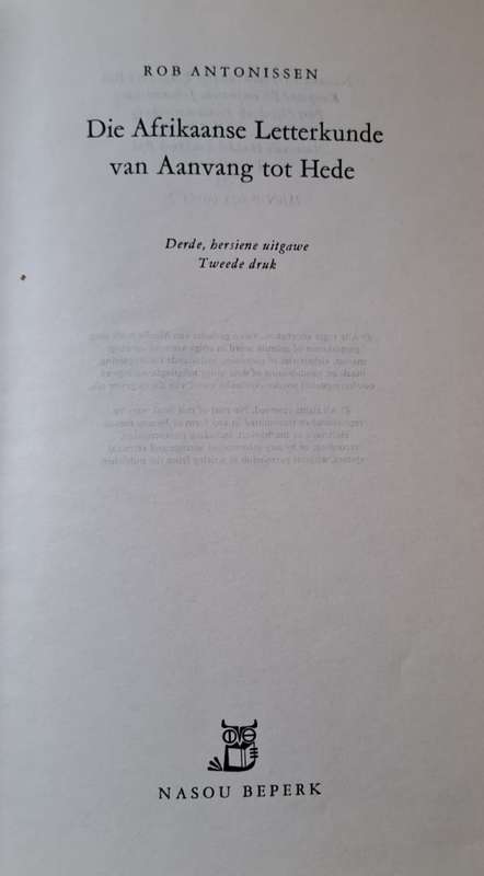 Die Afrikaanse Letterkunde van Aanvang tot Hede - Rob Antonissen (hard cover with dj)