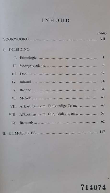 Afrikaanse Etimologiee - Boshoff en Nienaber (hard cover with no dj)