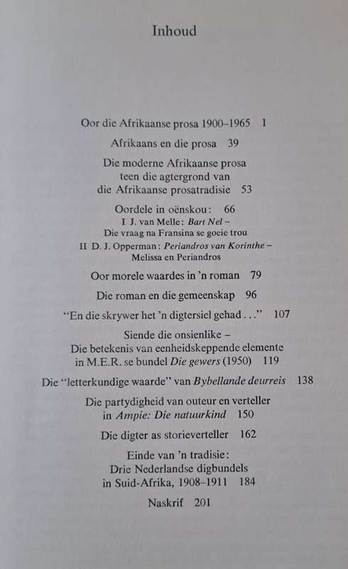 Oor die Afrikaanse Prosa en ander opstelle - Elize Botha (hard cover with no dj)