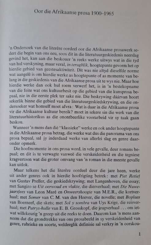 Oor die Afrikaanse Prosa en ander opstelle - Elize Botha (hard cover with no dj)