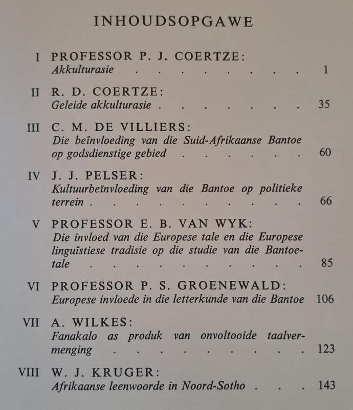 Kultuurbei nvloeding tussen Blankes en Bantoe in S.A. Prof. G. Cronje (hard cover with no dj)