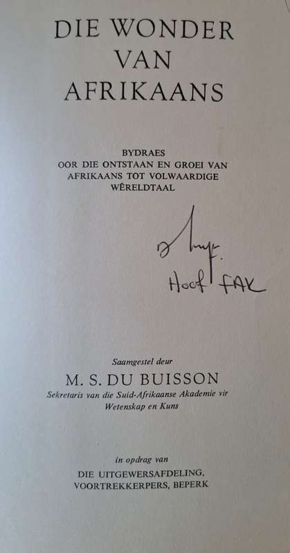 Die wonder van Afrikaans - M. S. Du buisson -(hard cover with ni dj)