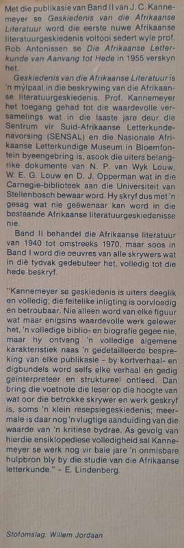 Geskiedenis van die Afrikaanse Literatuur - J. C. Kannemeyer (hard cove with dj)