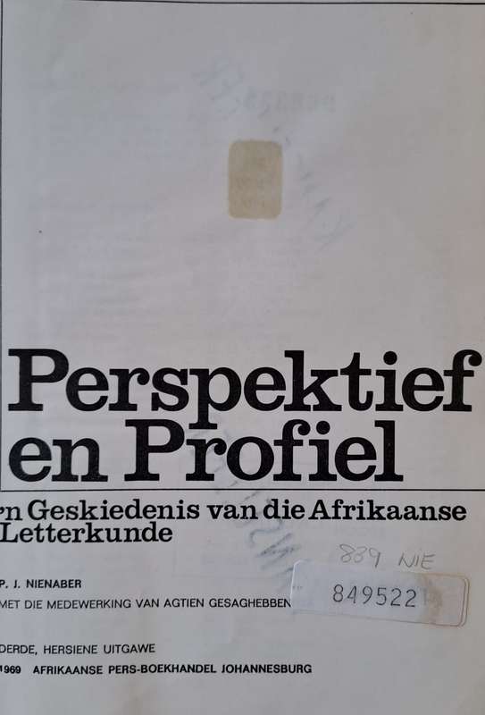 Perspektief en Profiel - P.J. Nienaber (hard cover with no dj)