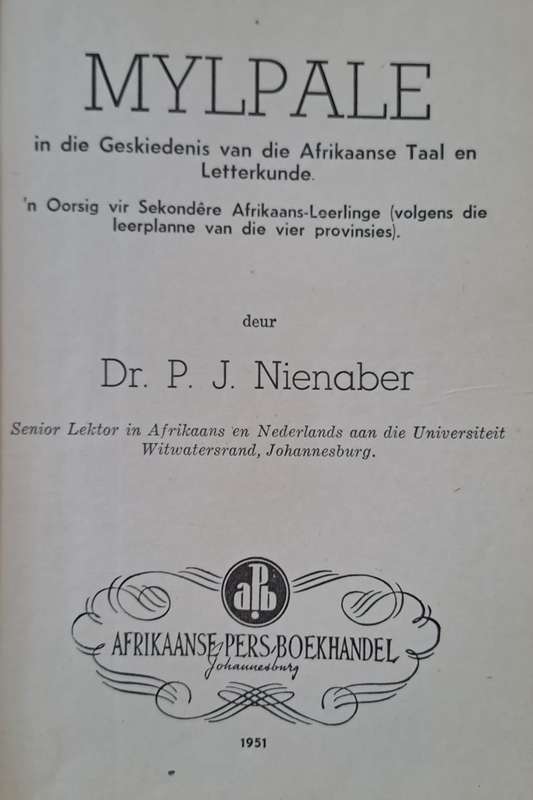 Mylpale - Dr. P. J. Nienaber (hard cover with dj)