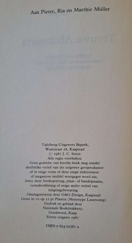 Trouwe Afrikaners - J. C. Steyn (Hard cover with dj)