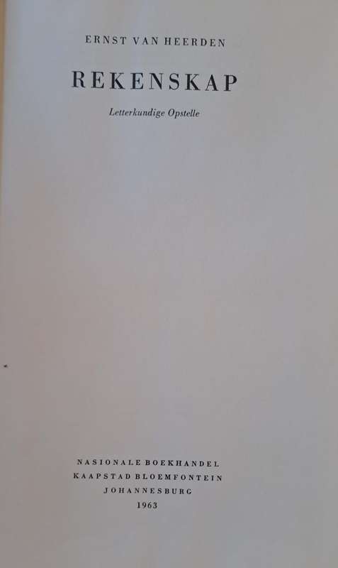 Rekenskap - Ernst van Heerden (hard cover with no dj)