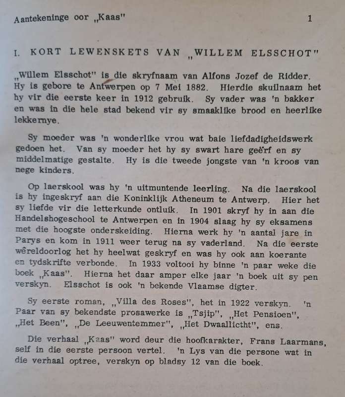 Aantekeninge oor Elsschot se Kaas - Study-Aids ( paperback)