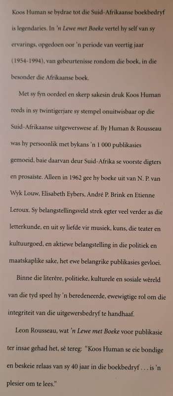 N lewe met boeke - Koos Human (paperback)