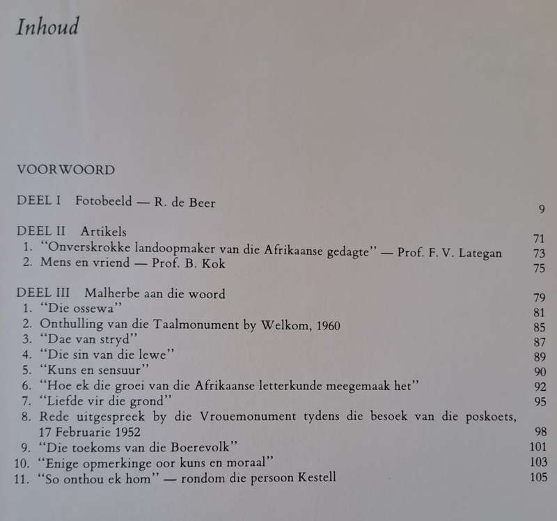 D.F. Malherbe in beeld en woord - B.Kok F.V. Lategan R.de Beer (hard cover with dj)
