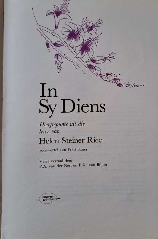 In Sy Diens - Helen Steiner Rice (hard cover with no dj)