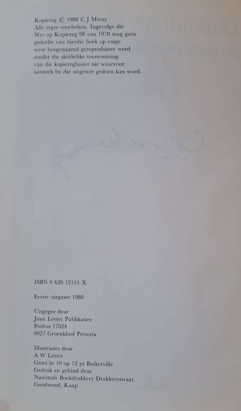 Leipoldt en Marais 0nwaarskynlike vriende - C J Mieny (hard cover with no dj)
