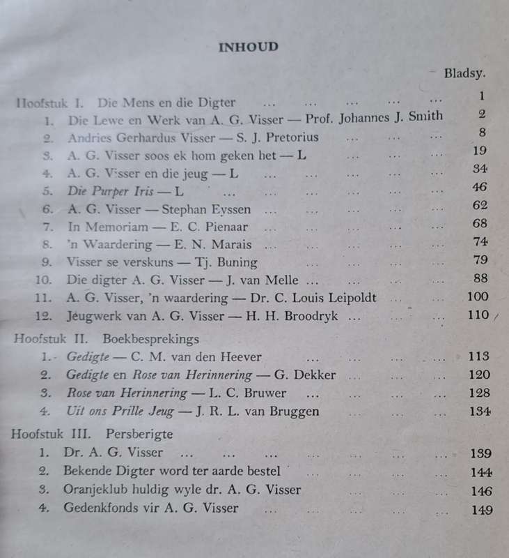 A. G. Visser Digter en Sanger - P. J. Nienaber (hard cover with dj)