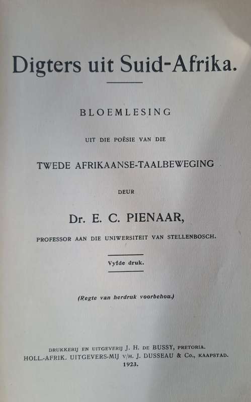 Digter Uit Suid-Afrika - Dr. E. C. Pienaar (paperback)