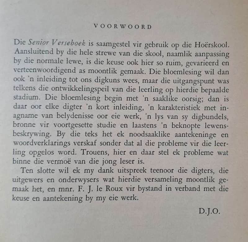 Senior Verseboek D. J. Opperman (hardcover with no dj)