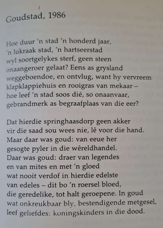 Goudaar gedigte oor Johannesburg- Fanie Olivier (hard cover with no dj)