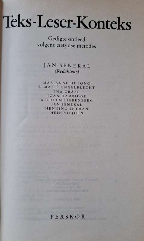 Teks - Leser - Konteks - Jan senekal (hard cover with no dj)