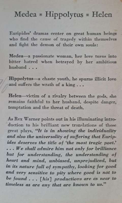 Three Great Plays of Euripides - Medea Hippolytus Helen (paperback)